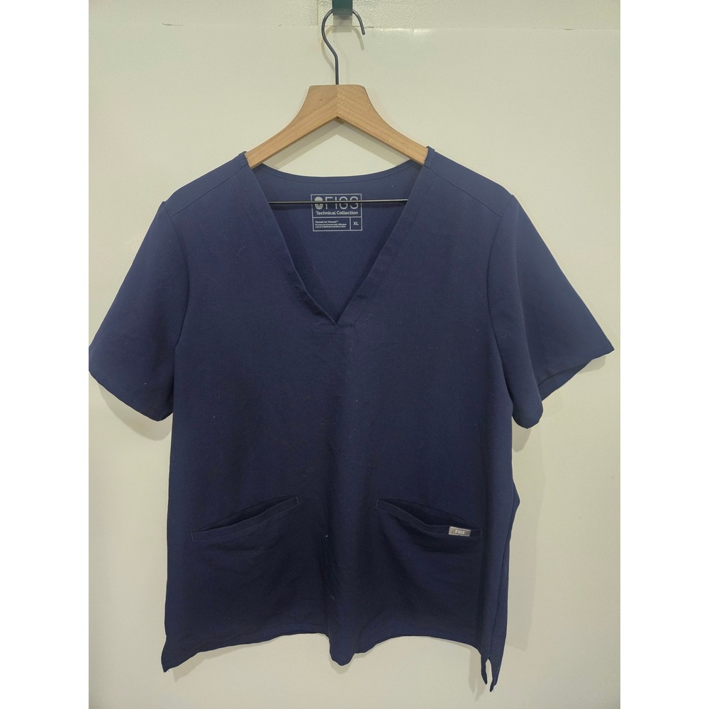 FIGS Technical Collection Navy Blue V-Neck Scrub Top XL FW1100 Aya Healthcare